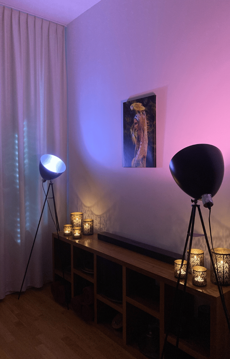 interior decorated with candles