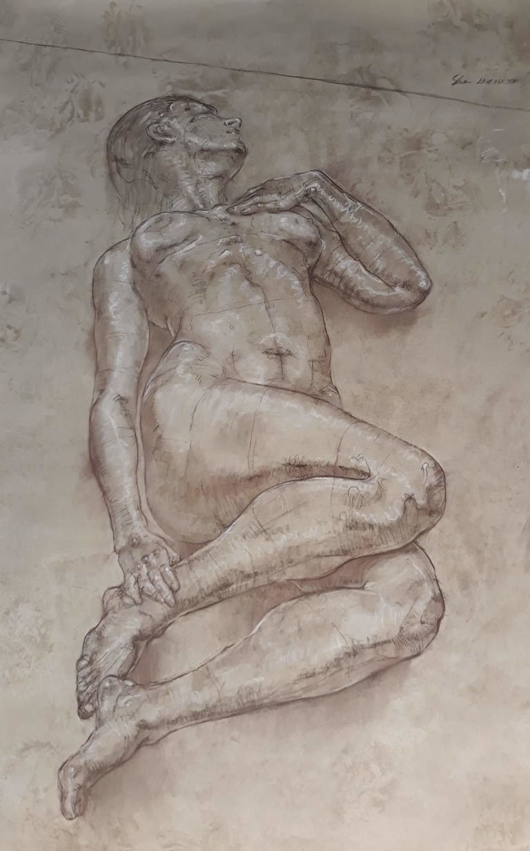 Skaiste Verdingyte, piesiniai, popierius, sepija