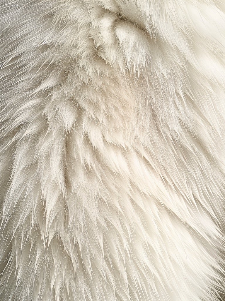 A polar bear's soft white fur