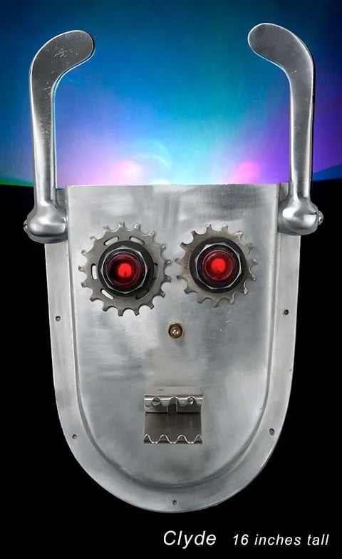 Assemblage robot head built by California artist Tal Avitzur.