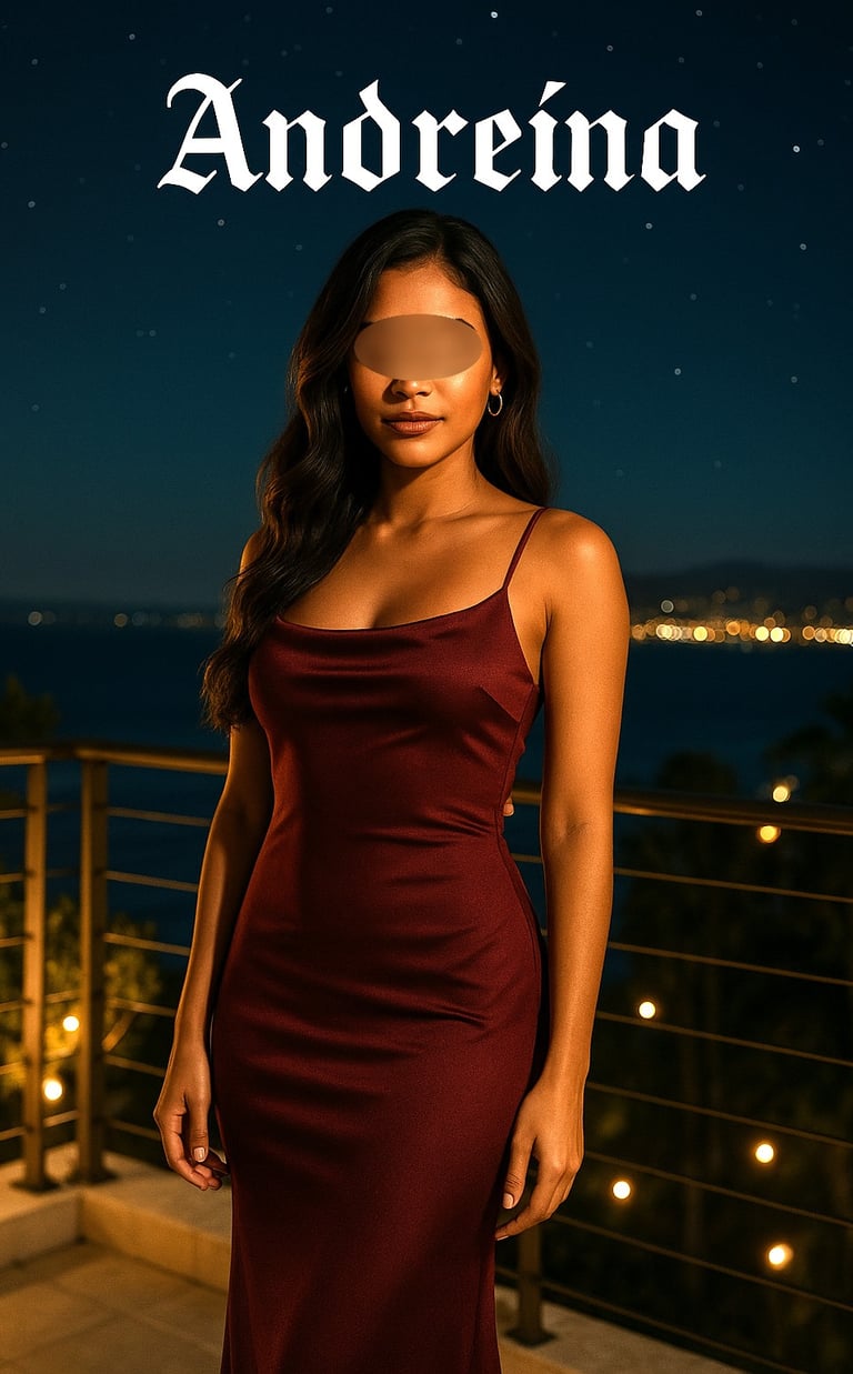 a woman in a red dress with a blindfold