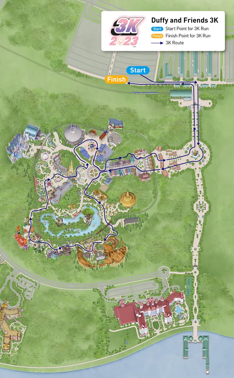 2023 Hong Kong Disneyland 10K Weekend Duffy and Friends 3K Course Map