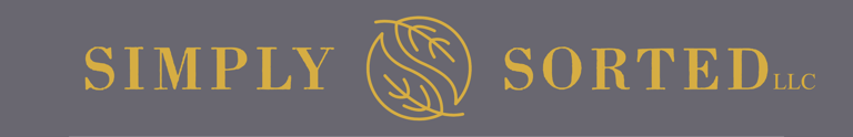 Simply Sorted LLC and yin yang leaves logo in bronze