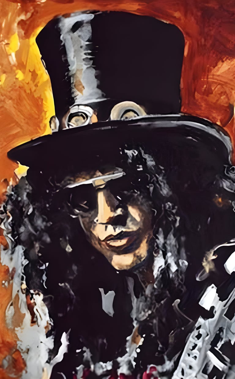 The rock musician, Slash, as by painted by Ronnie Wood