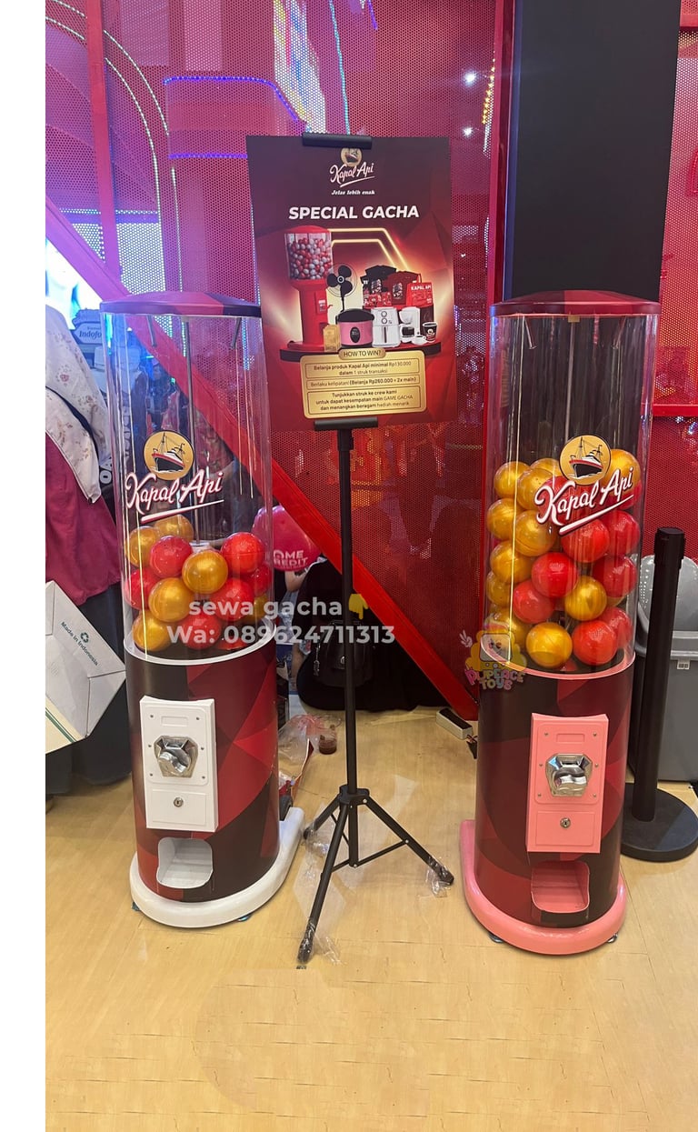 sewa mesin gacha gachapon tabung untuk event