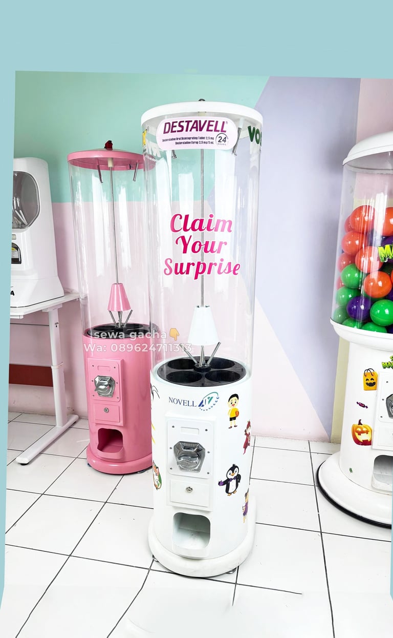 sewa mesin gacha small white putih malang