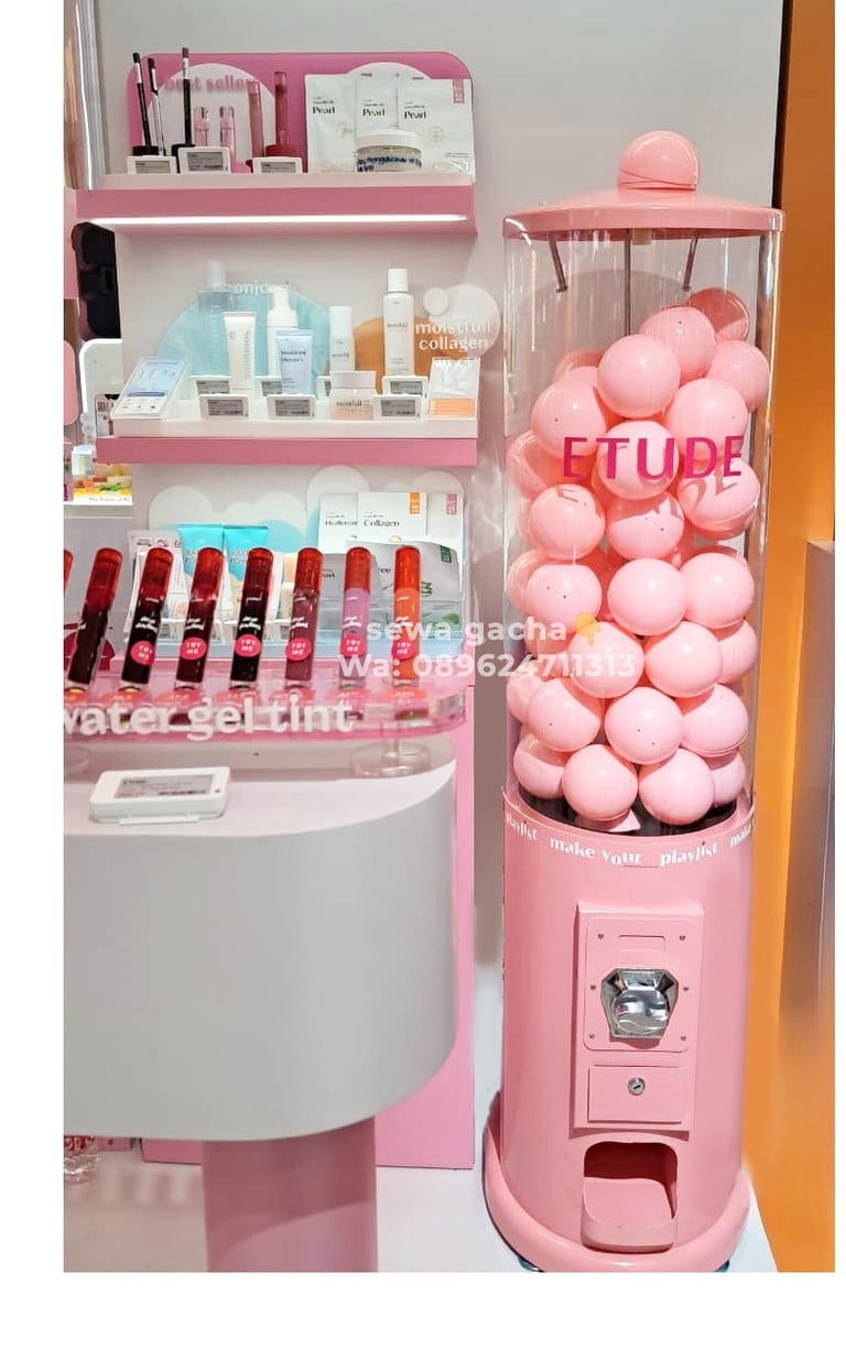 sewa gacha gachapon tabung pink custom