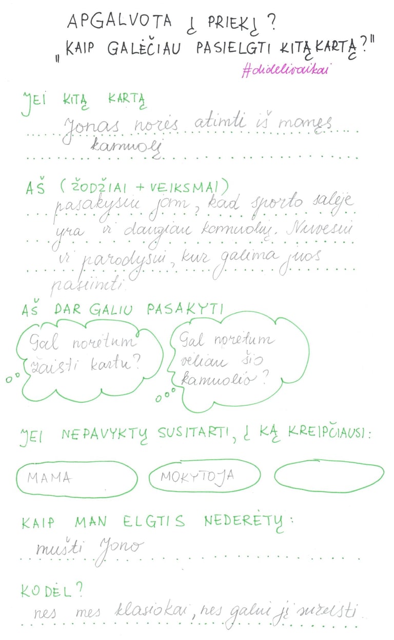 schema kaip pasielgti kitą kartą