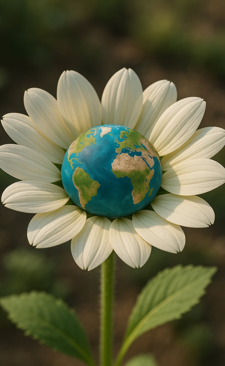 Fleur en forme de terre pour la journée internationale de la protection de la couche d’ozone.