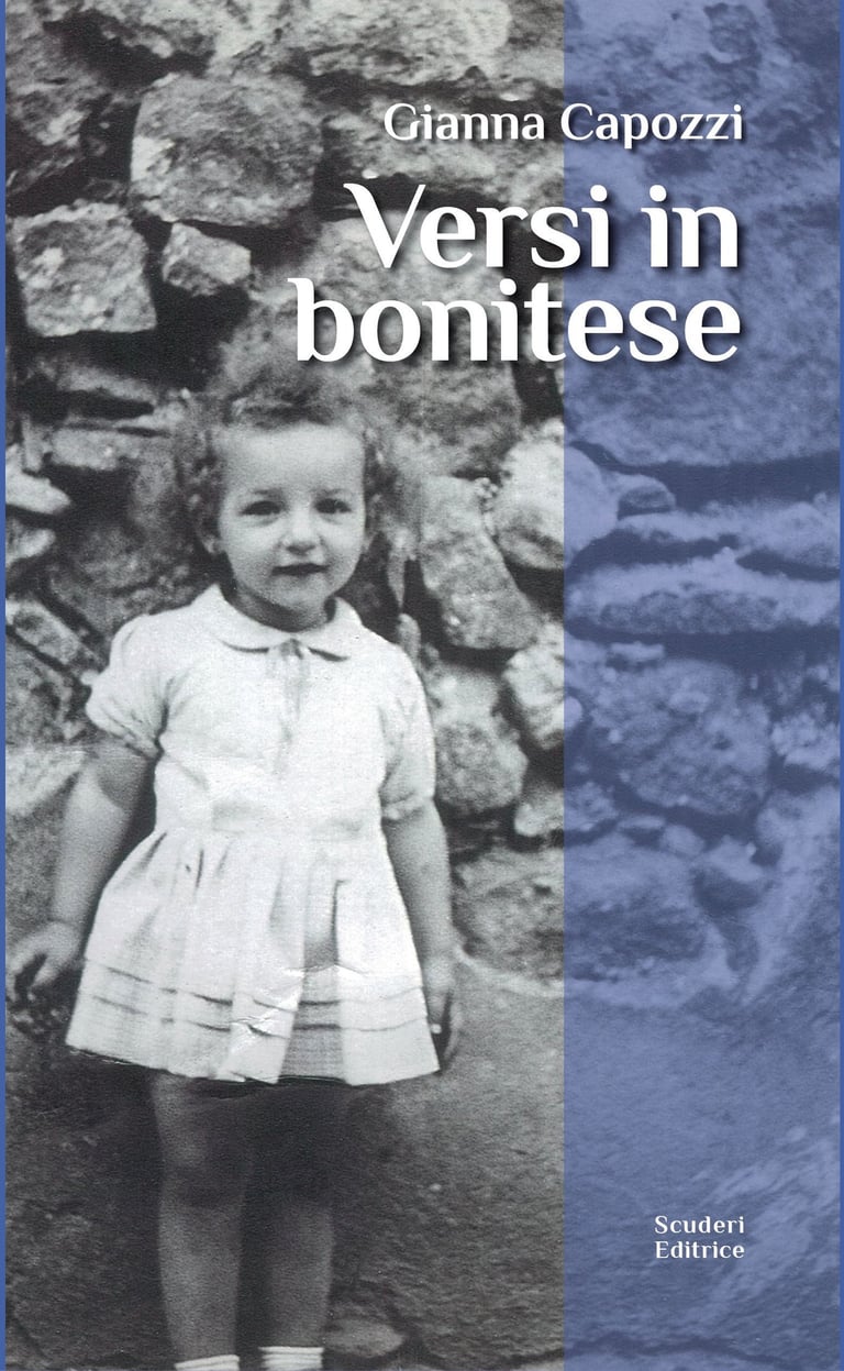 Vintage book cover of Versi in bonitese by Gianna Capozzi featuring a young girl in a white dress.