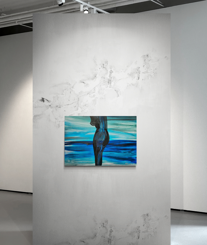 Beautiful Oil Painting on Canvas of sensual woman by Sherezade Morales Visual Artist from Lanzarote