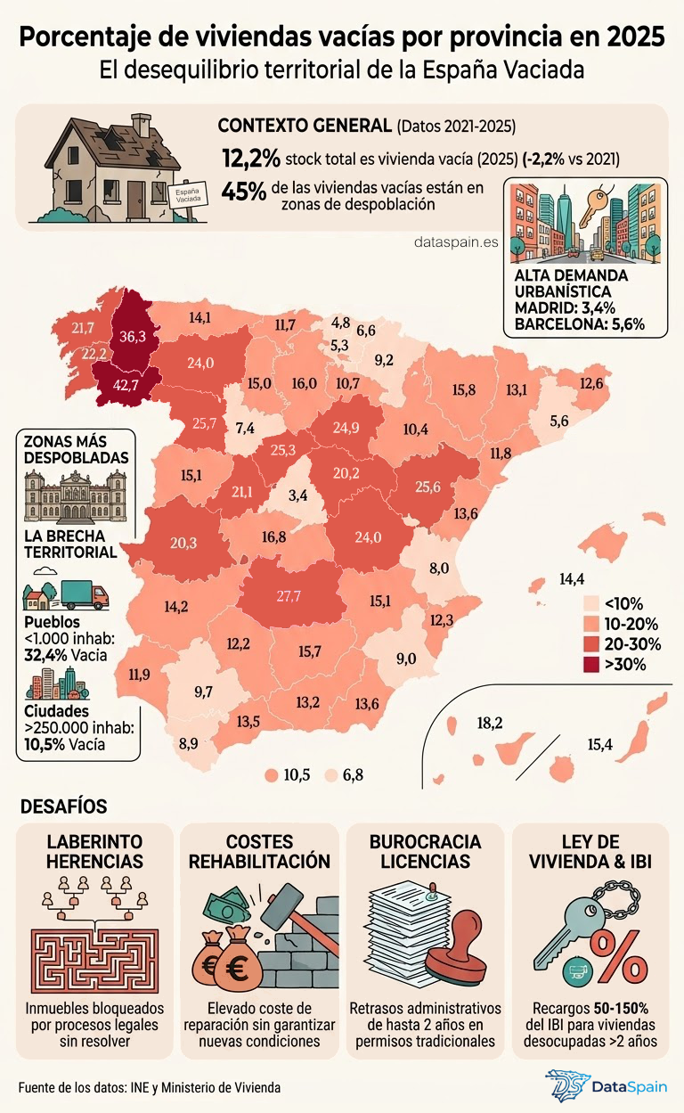 Infografía de la Vivienda Vacía en España: ¿Solución real o Espejismo?