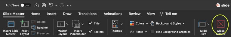 PowerPoint Close Slide Master