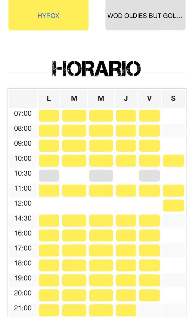 Horarios Hyrox Rivas Area91HPS