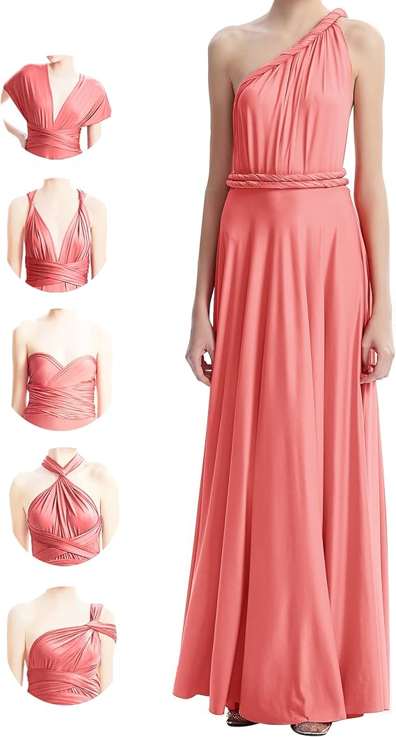 robe convertible multiway rose poudre ideal demoiselle honneur reutilisable plus ports possibles