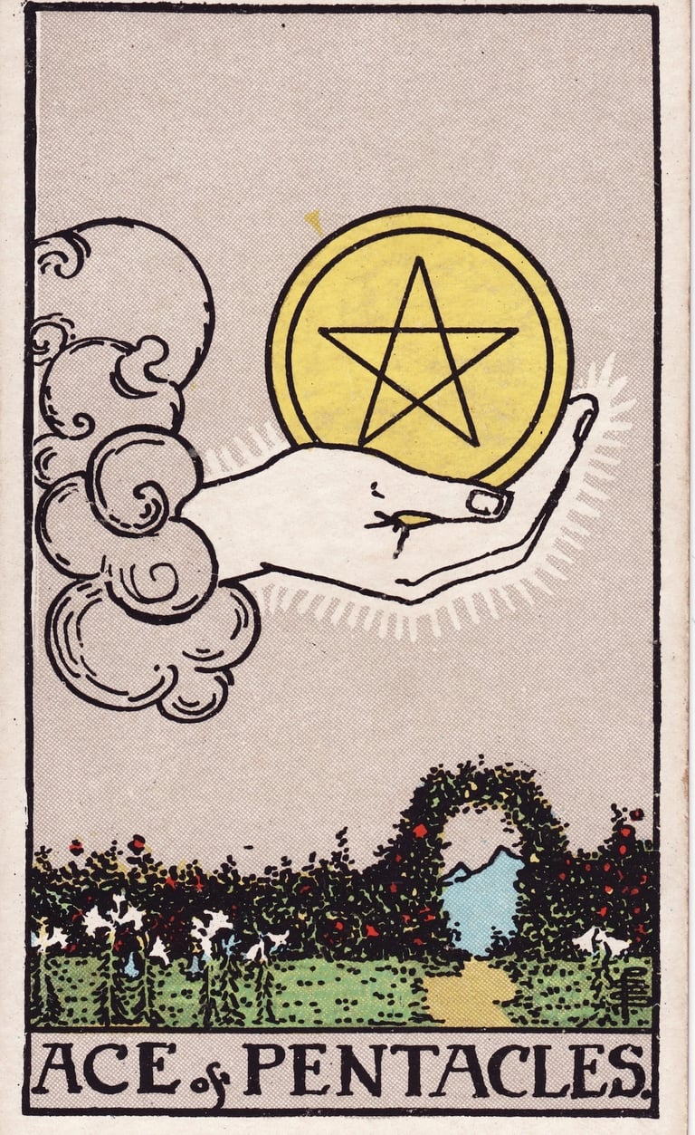 Ace of Pentacles Tarot Card Meaning Reading Description, Explore the meaning of the Ace of Pentacles