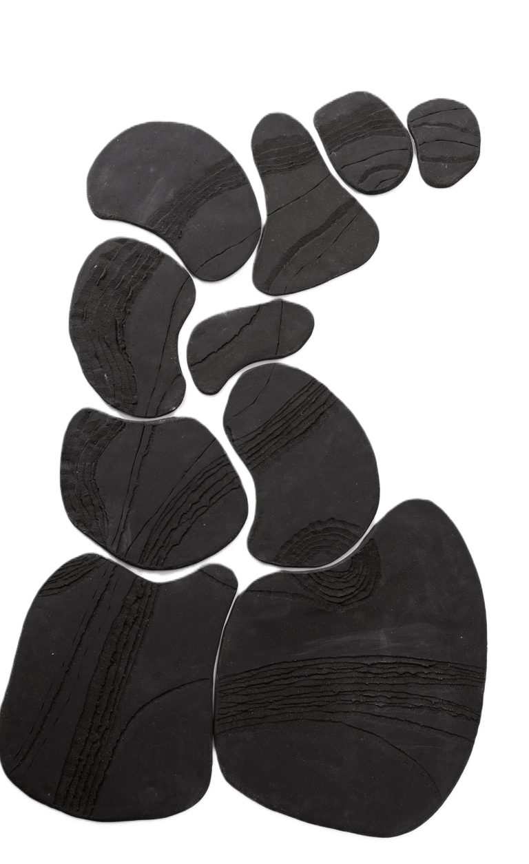 création de terres murales plaques en grès noir texturées