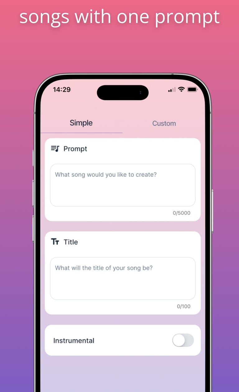 Musica AI Song Generator app screenshot