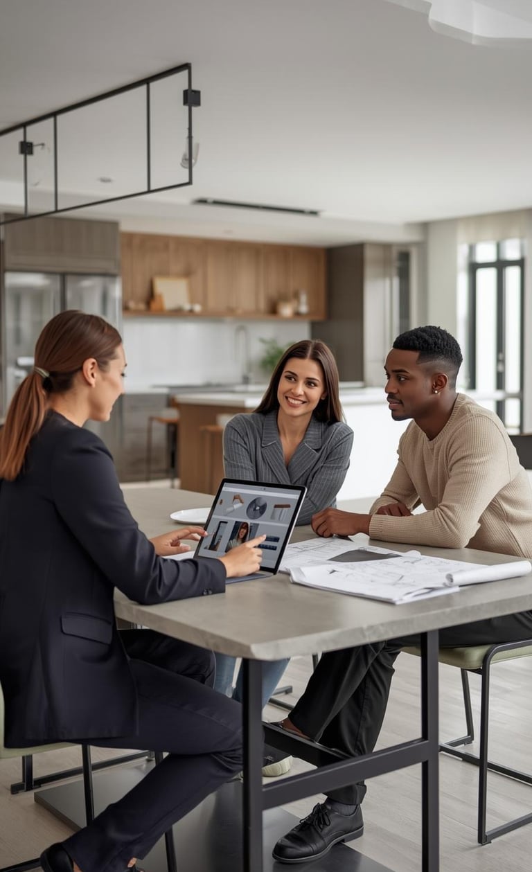 Client meeting with Mostreno team to plan a renovation consultation