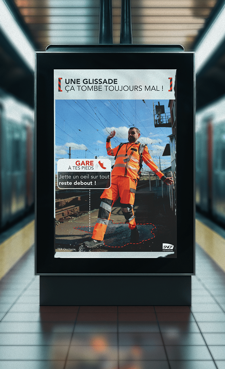 Affiche Glissade Sécurité SNCF