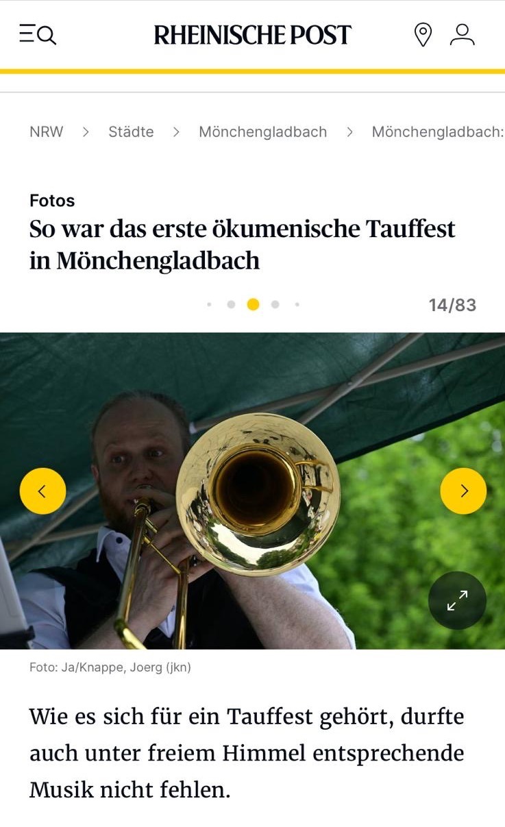 tauffest ökomenisch mönchengladbach, nick sholl bassposaune