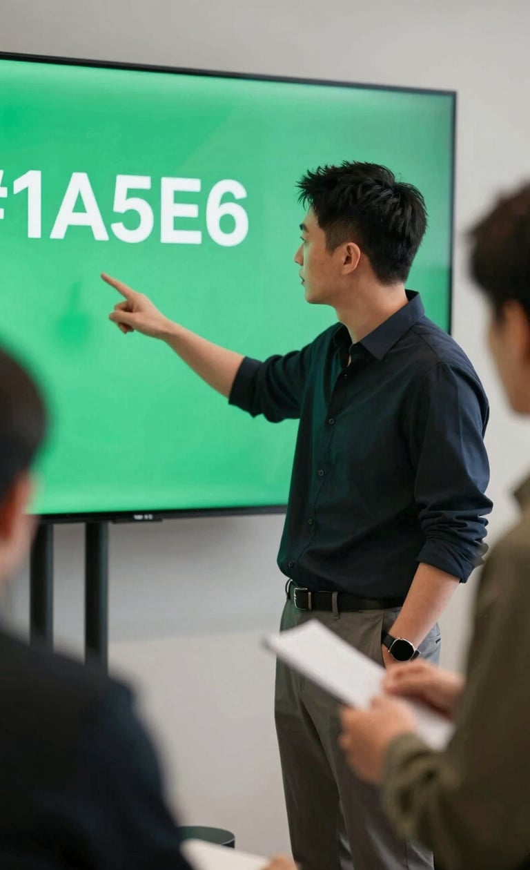 Behind the scenes of a commercial shoot, a creative director pointing at a screen, professional and busy atmosphere, high-end fashion vibe, with #1A5E63 color elements in the decor.