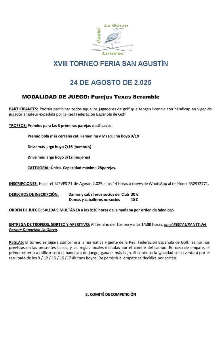 Reglamento | Torneo Golf San Agustin