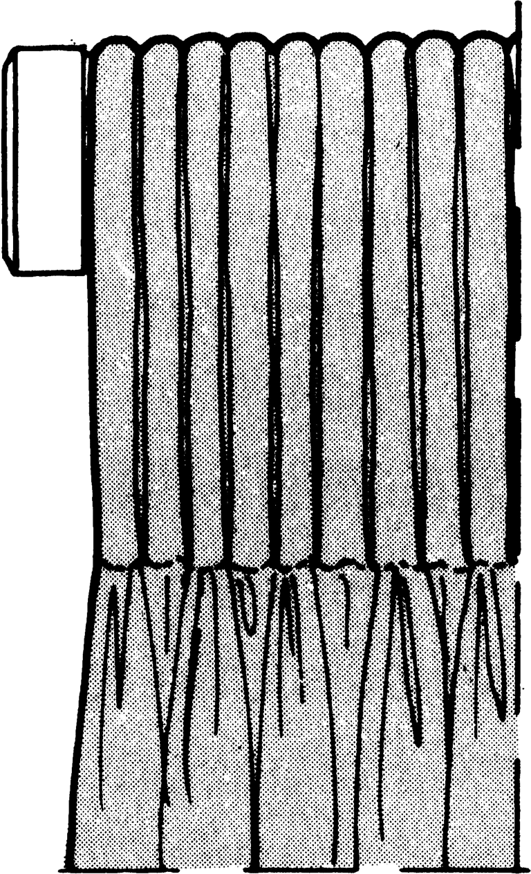 Schéma représentant une tête de rideaux flamande