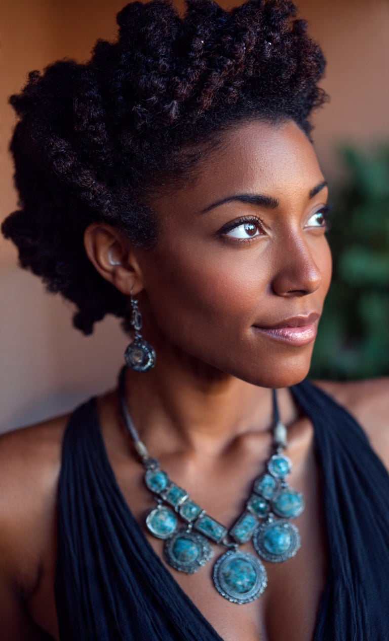 a black woman smiling and wearing her natural hair 