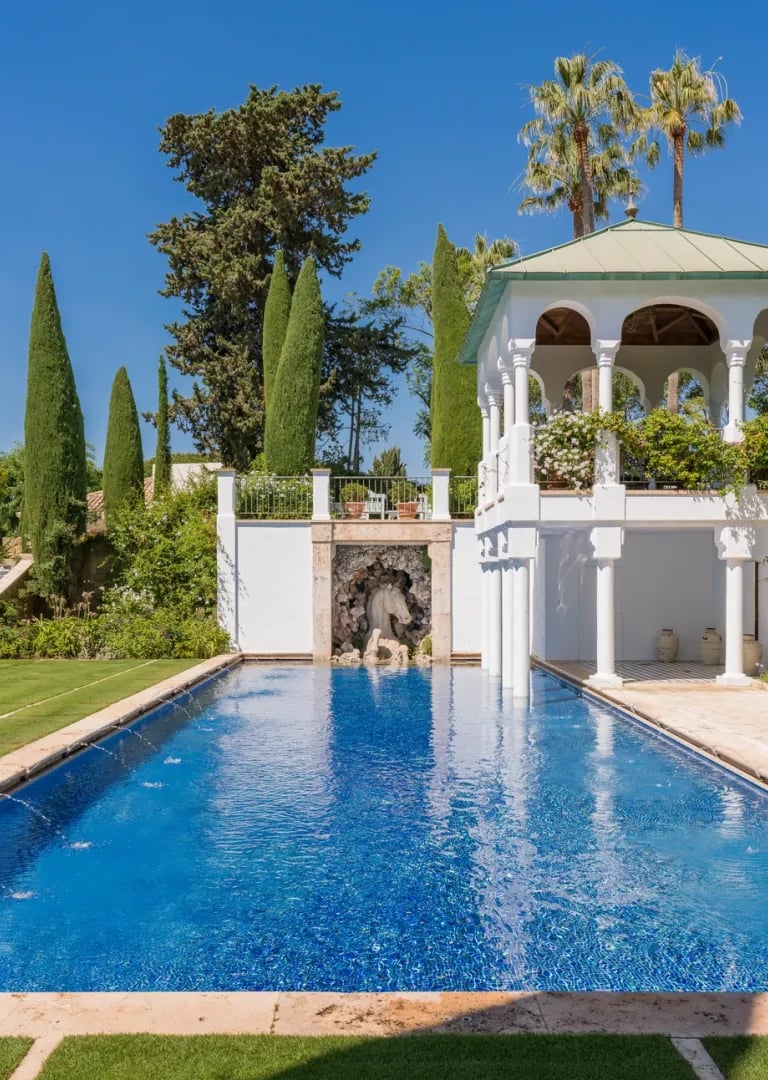 Pool and garden pavilion in Golden Mile Marbella villa