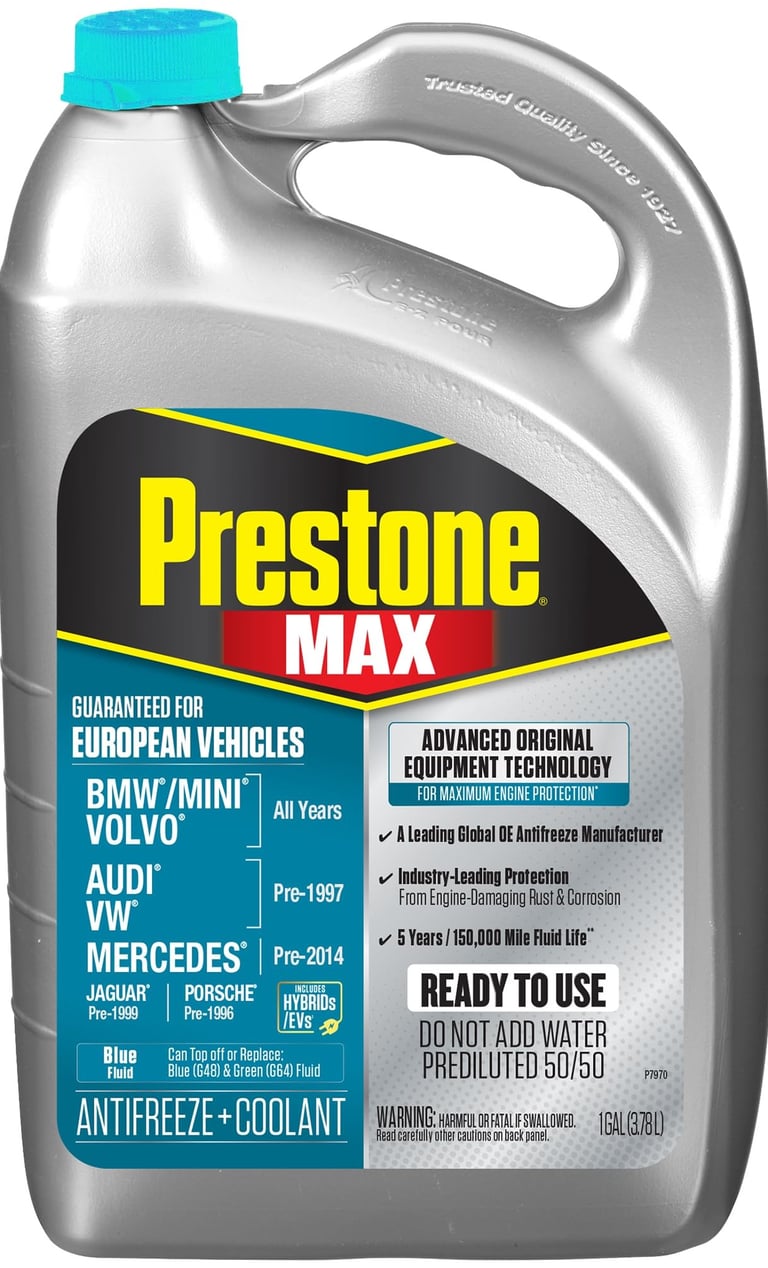Prestone® MAX European Vehicles (Turquoise) Antifreeze+Coolant