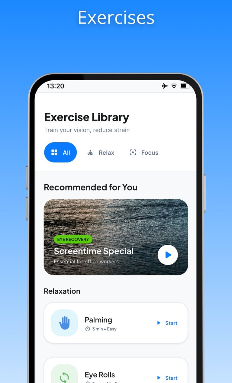Vision Eye Exercises app screenshot