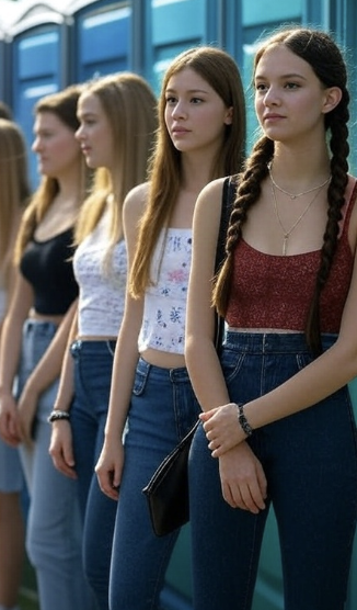 file d'attente aux toilettes femme pour la journée mondiale des toilettes