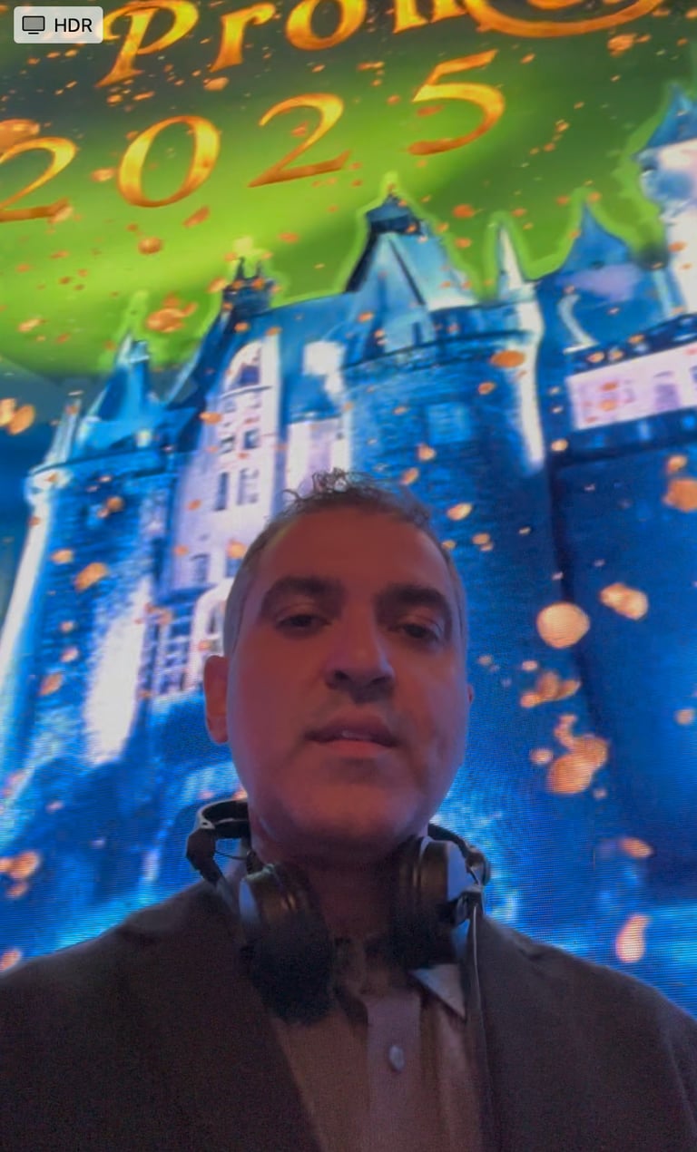 prom DJ with giant LED screen