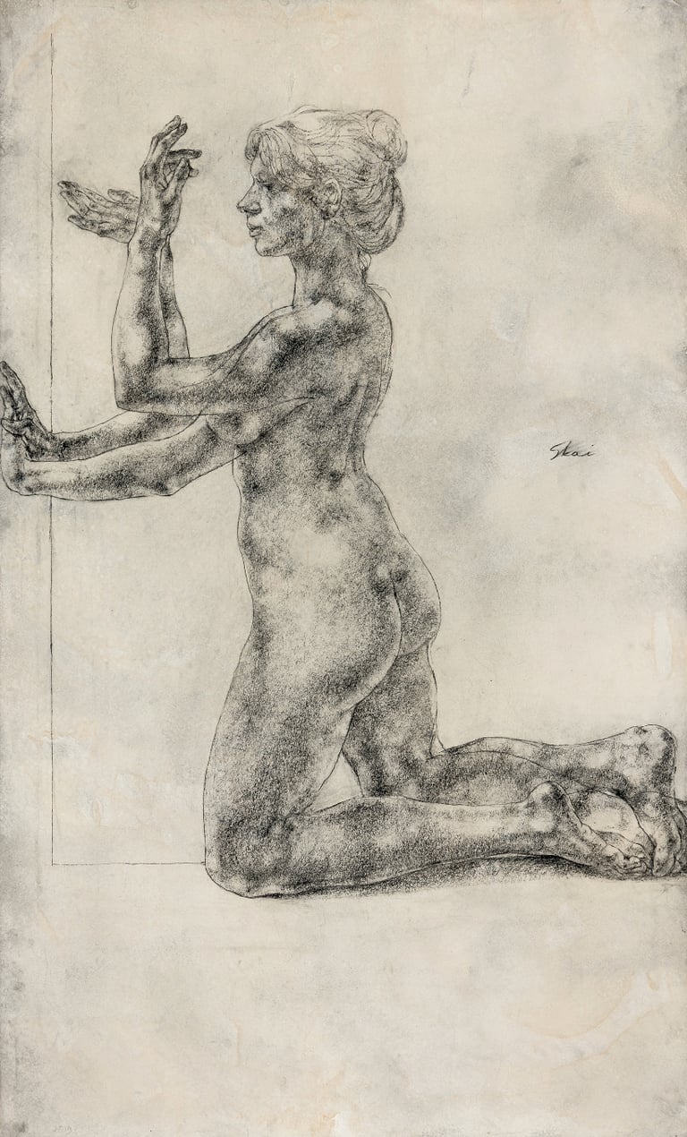 Skaiste Verdingyte, Charcoal pastel, paper, drawing, drawings, Lithuanian artist