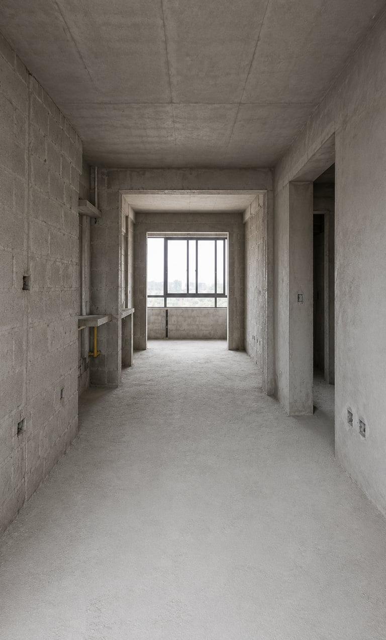 apartamento en obra gris antes de acabados