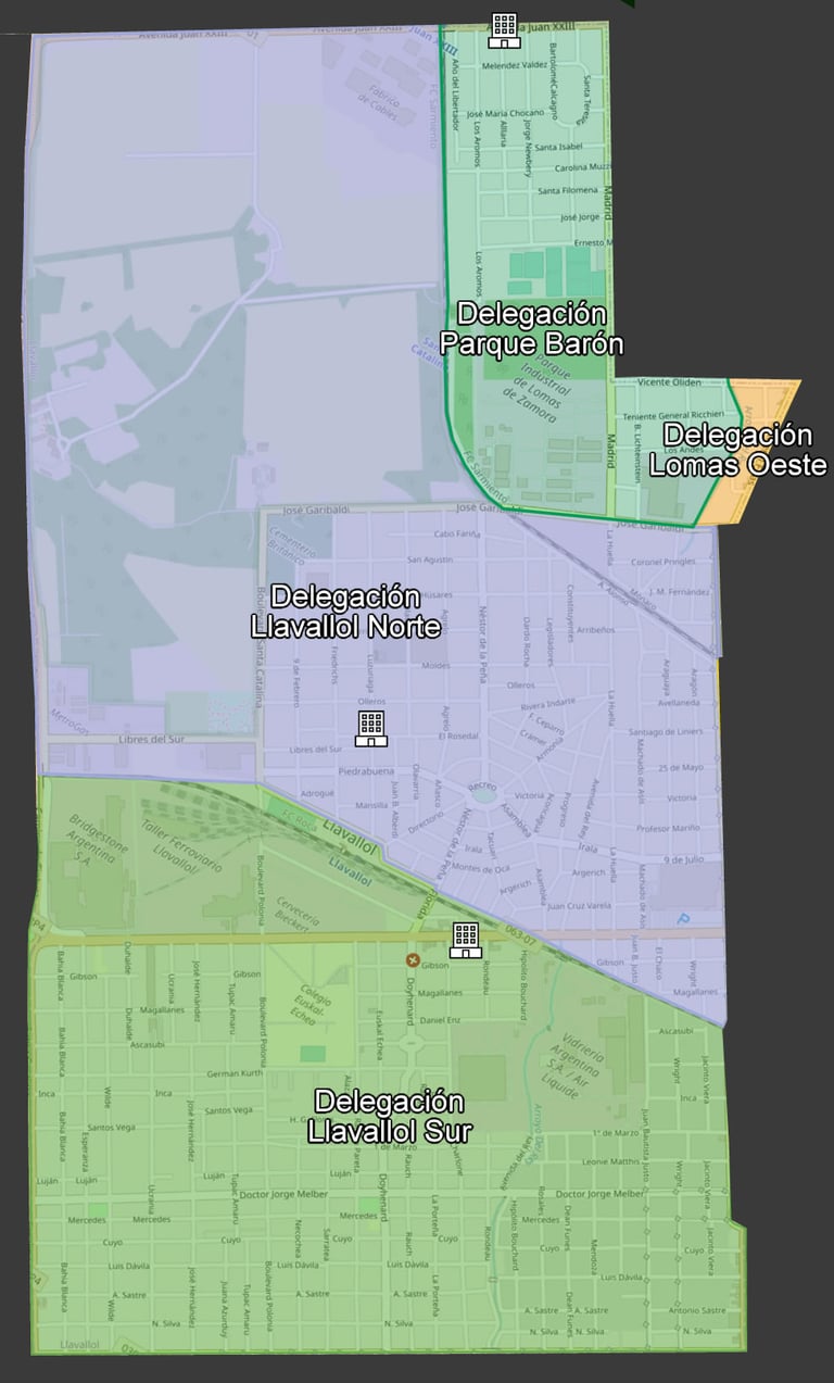 Mapa de Delegacion Municipal Llavallol