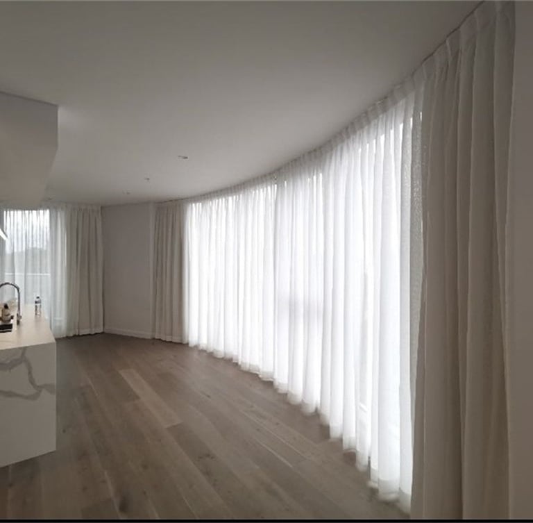 box pleats sheer curtain for living room curve window Epping