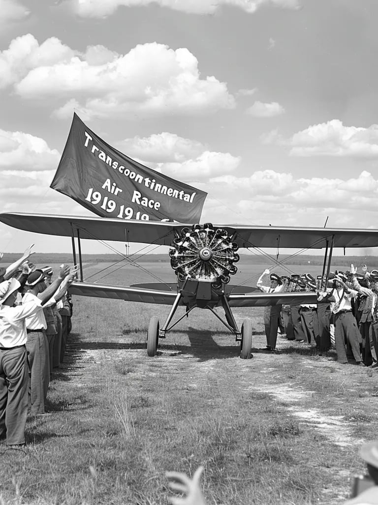  Lieutenant Belvin Maynard landing his biplane at the race’s finish line