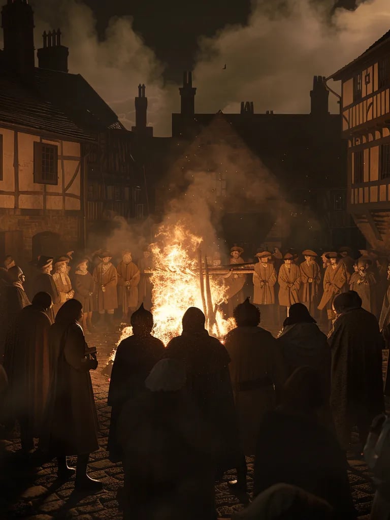 lames beginning to rise around Tyndale’s stake