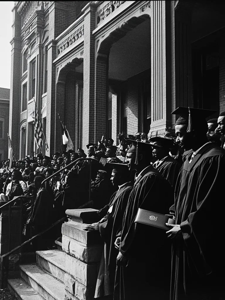 a group of students standing in front of howard university graduation ceremony