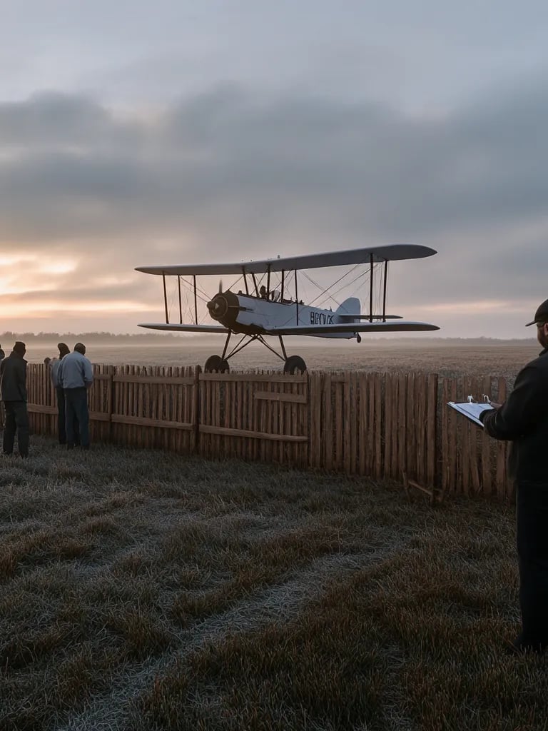 Wright Company’s first biplane launch, early aviation history on Ohio airfield.