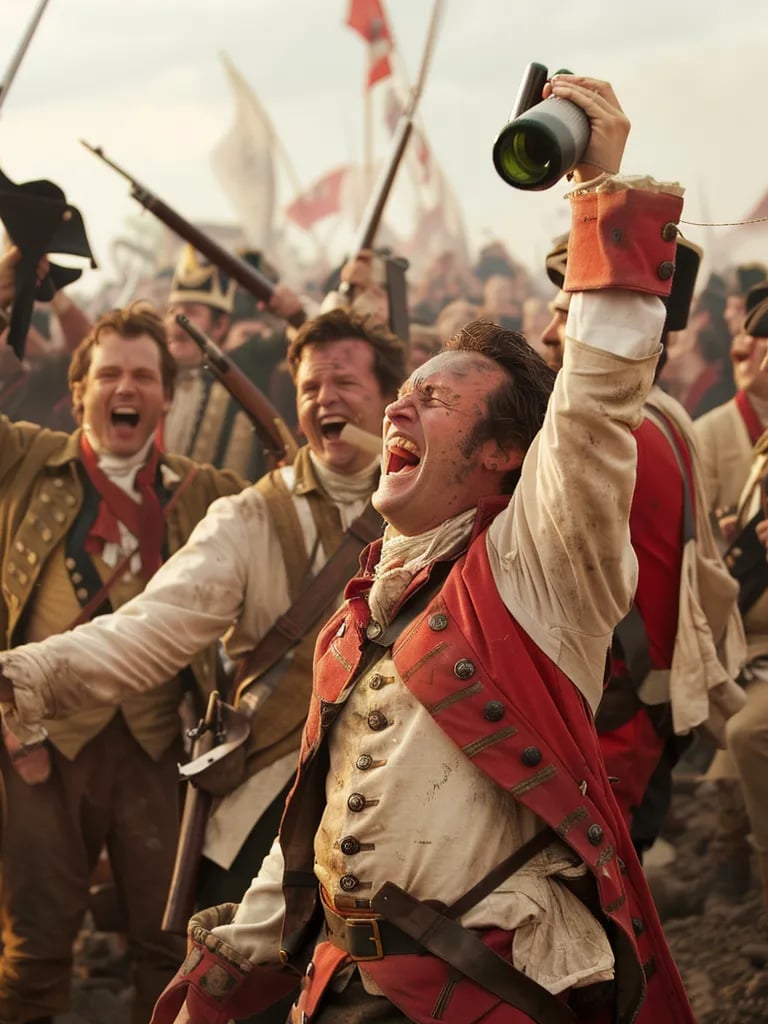 f American and French troops embracing in celebration