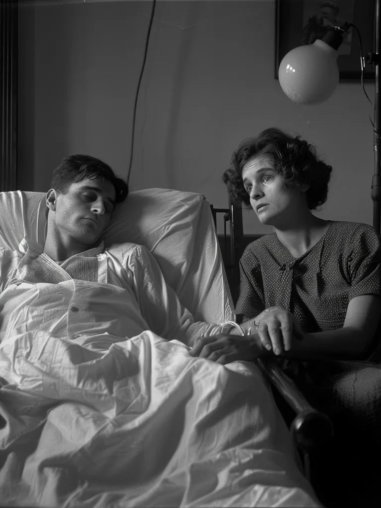 Houdini lying in a hospital bed