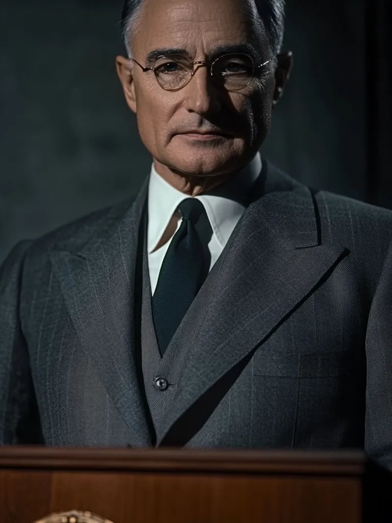 lose-up of Truman speaking directly into the camera