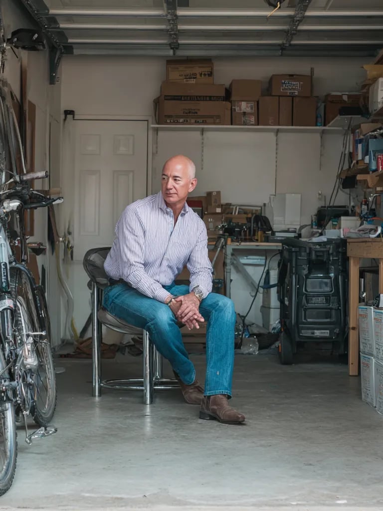 jeff bezos in his garage where he founded the company amazon