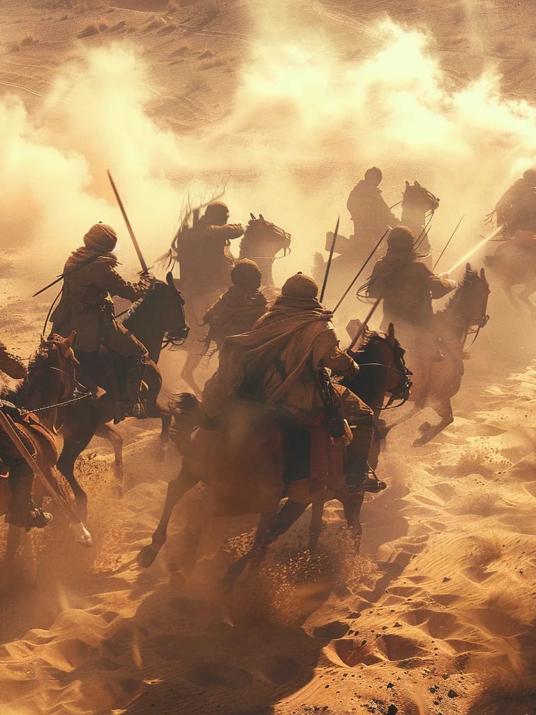 Spanish and Moroccan forces clashing in the desert