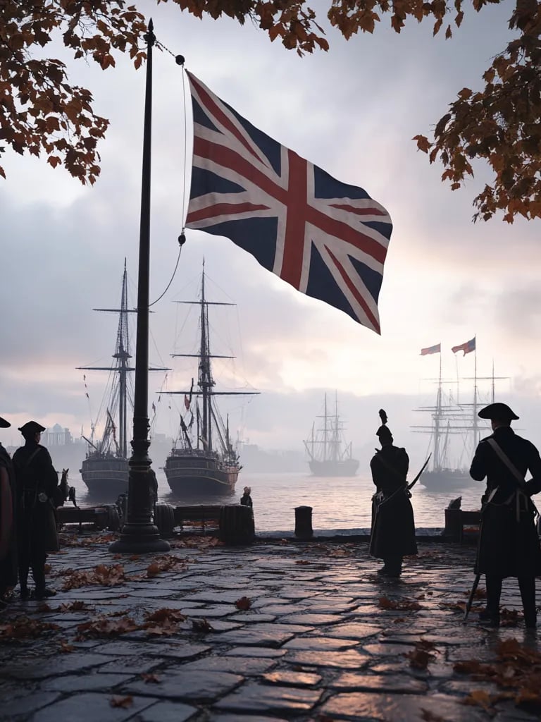 American flag raised as British flag lowered in New York, 1783.