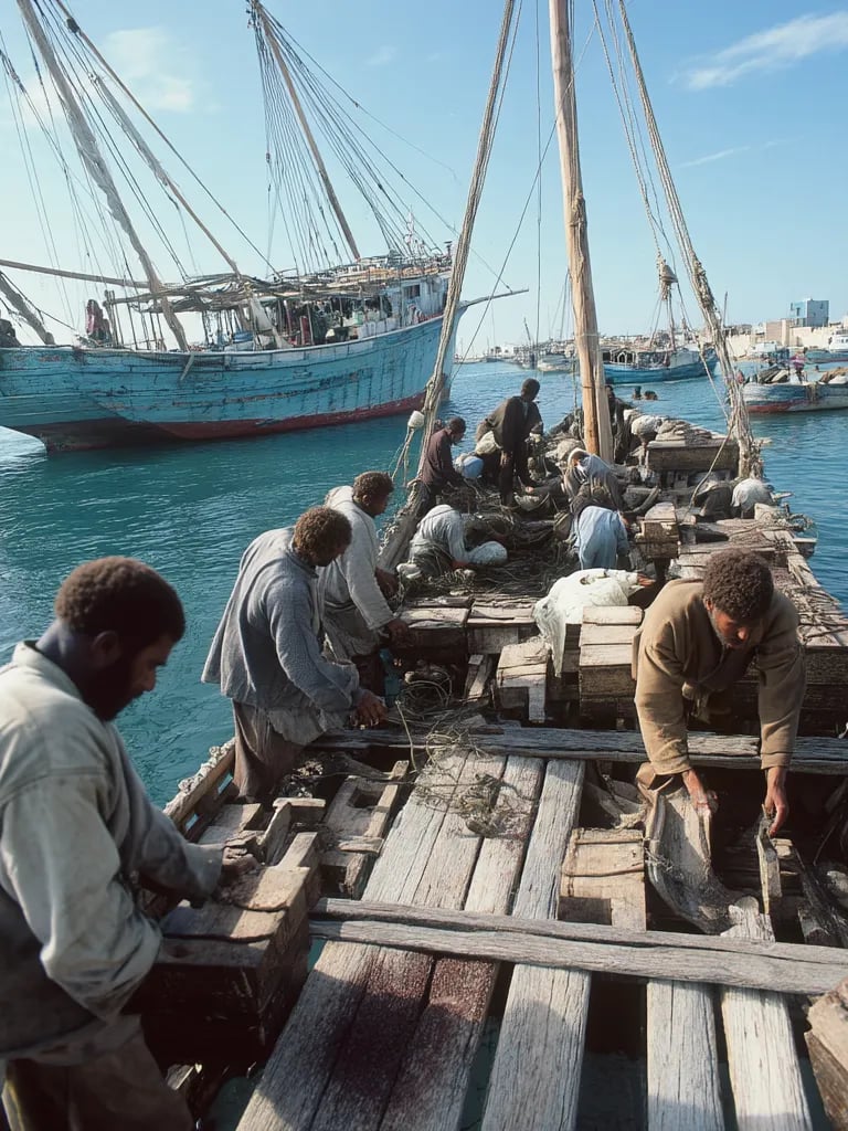 weakened survivors in salt-stained linen coats and faded dresses