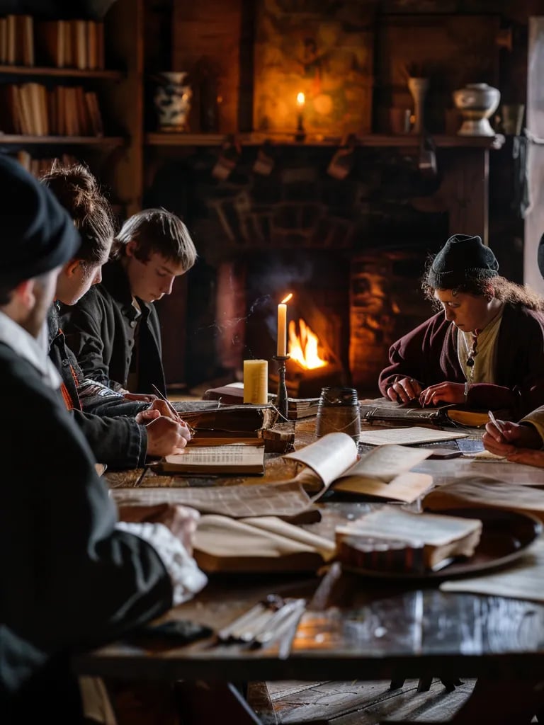 students practicing their studies under the guidance of a minister